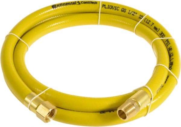 Continental ContiTech - 1/2" ID x 0.78" OD 50' Long Multipurpose Air Hose - MNPT x FNPT Ends, 300 Working psi, -10 to 158°F, 1/2" Fitting, Yellow - All Tool & Supply