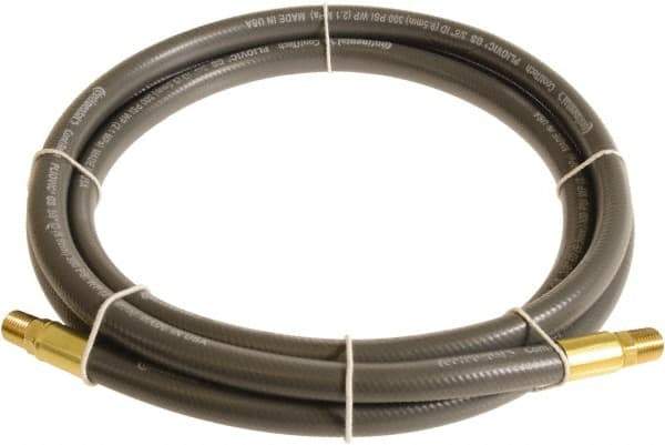 Continental ContiTech - 3/8" ID x 0.6" OD 10' Long Multipurpose Air Hose - MNPT x MNPT Ends, 300 Working psi, -10 to 158°F, 1/4" Fitting, Gray - All Tool & Supply