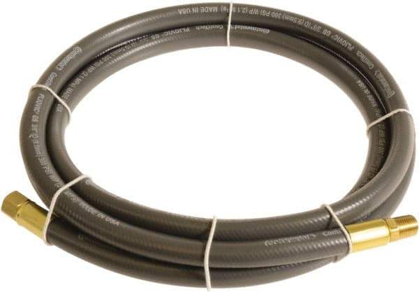 Continental ContiTech - 1/4" ID x 0.45" OD 3' Long Multipurpose Air Hose - MNPT x FNPT Ends, 300 Working psi, -10 to 158°F, 1/4" Fitting, Gray - All Tool & Supply