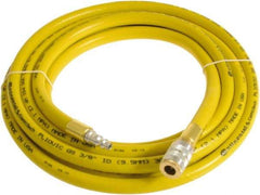 Continental ContiTech - 1/4" ID x 0.45" OD 20' Long Multipurpose Air Hose - Industrial Interchange Safety Coupler x Male Plug Ends, 300 Working psi, -10 to 158°F, 1/4" Fitting, Yellow - All Tool & Supply