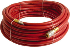 Continental ContiTech - 3/8" ID x 0.6" OD 50' Long Multipurpose Air Hose - Industrial Interchange Safety Coupler x Male Plug Ends, 300 Working psi, -10 to 158°F, 1/4" Fitting, Red - All Tool & Supply