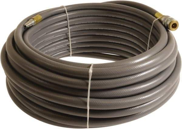 Continental ContiTech - 1/4" ID x 0.45" OD 75' Long Multipurpose Air Hose - Industrial Interchange Safety Coupler x Male Plug Ends, 300 Working psi, -10 to 158°F, 1/4" Fitting, Gray - All Tool & Supply