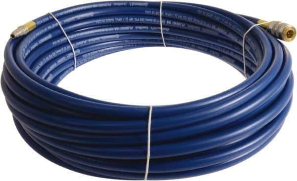 Continental ContiTech - 3/8" ID x 0.6" OD 15' Long Multipurpose Air Hose - Industrial Interchange Safety Coupler x Male Plug Ends, 300 Working psi, -10 to 158°F, 1/4" Fitting, Blue - All Tool & Supply