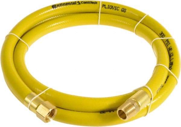 Continental ContiTech - 1/4" ID x 0.45" OD 15' Long Multipurpose Air Hose - MNPT x FNPT Ends, 300 Working psi, -10 to 158°F, 1/4" Fitting, Yellow - All Tool & Supply