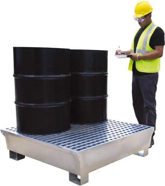 UltraTech - 68 Gal Sump, 3,875 Lb Capacity, 4 Drum, Galvanized Steel Spill Deck or Pallet - 47-1/4" Long x 47-1/4" Wide x 13-1/4" High - All Tool & Supply