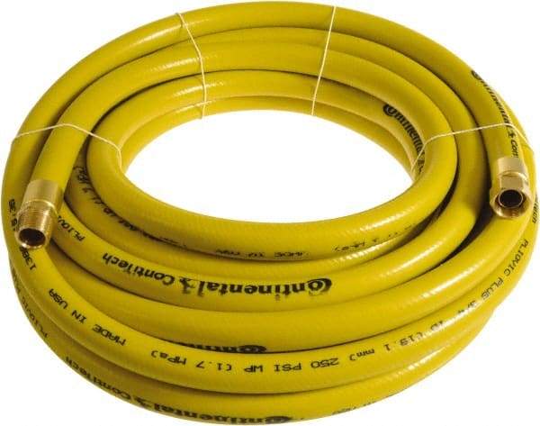 Continental ContiTech - 3/4" ID x 1.11" OD 25' Long Multipurpose Air Hose - MNPT x FNPT Ends, 250 Working psi, -10 to 158°F, 3/4" Fitting, Yellow - All Tool & Supply