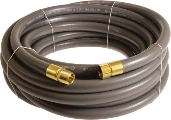 Continental ContiTech - 3/4" ID x 1.11" OD 15' Long Multipurpose Air Hose - MNPT x FNPT Ends, 250 Working psi, -10 to 158°F, 3/4" Fitting, Gray - All Tool & Supply