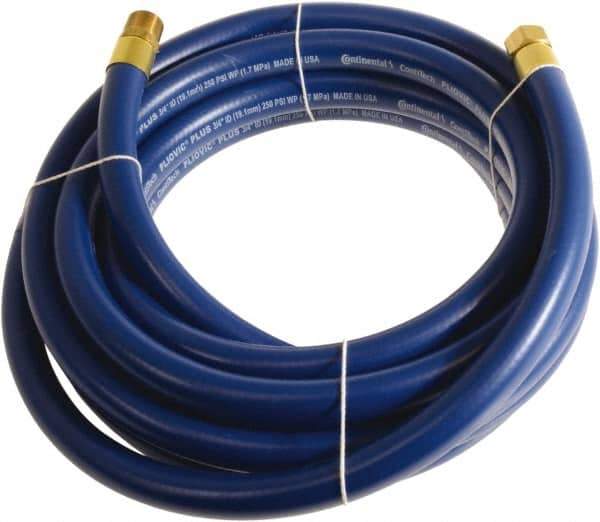 Continental ContiTech - 3/4" ID x 1.11" OD 100' Long Multipurpose Air Hose - MNPT x FNPT Ends, 250 Working psi, -10 to 158°F, 3/4" Fitting, Blue - All Tool & Supply