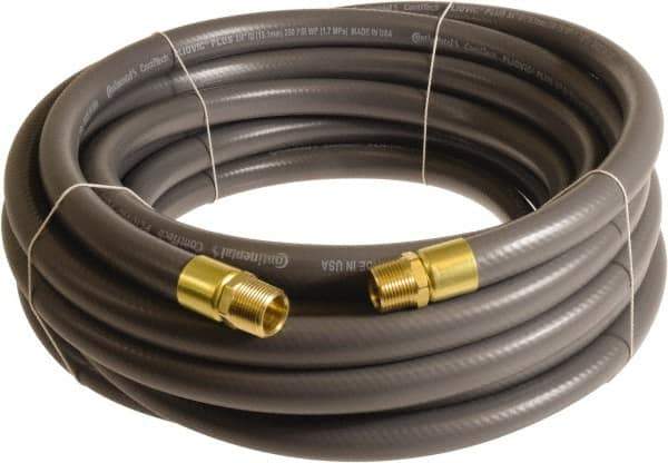 Continental ContiTech - 1" ID x 1.38" OD 100' Long Multipurpose Air Hose - MNPT x MNPT Ends, 250 Working psi, -10 to 158°F, 1" Fitting, Gray - All Tool & Supply