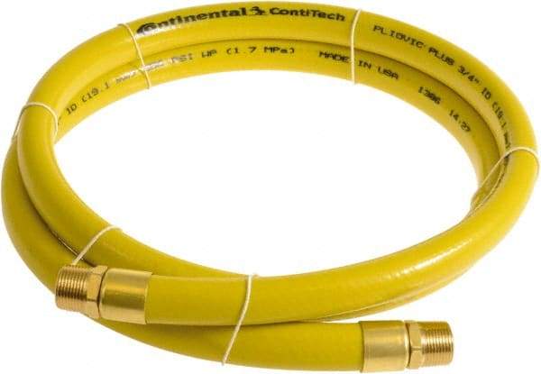 Continental ContiTech - 3/4" ID x 1.11" OD 10' Long Multipurpose Air Hose - MNPT x MNPT Ends, 250 Working psi, -10 to 158°F, 3/4" Fitting, Yellow - All Tool & Supply