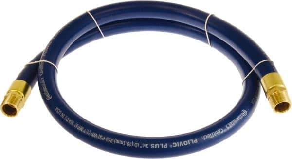 Continental ContiTech - 3/4" ID x 1.11" OD 3' Long Multipurpose Air Hose - MNPT x MNPT Ends, 250 Working psi, -10 to 158°F, 3/4" Fitting, Blue - All Tool & Supply