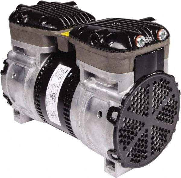 Gast - 1/2 hp, 4.8 CFM, 125 Max psi Piston Vacuum & Compressor Pump - 29.5 Hg/In, 115 to 240/60 & 110 to 240/50 Volt, 9.53" Long x 5" Wide x 7.08" High - All Tool & Supply