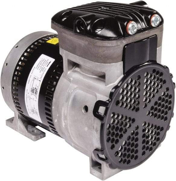 Gast - 1/4 hp, 4.8 CFM, 125 Max psi Piston Vacuum & Compressor Pump - 29.5 Hg/In, 100 to 240/50 to 60 Volt, 7.71" Long x 5" Wide x 7.08" High - All Tool & Supply