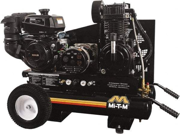 MI-T-M - 14 hp, 15.7 CFM, 175 Max psi, Air Compressor/Generator Combo Unit Portable Fuel Air Compressor - Kohler CH440 OHV Engine, 16.4 CFM - All Tool & Supply