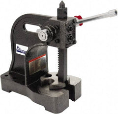 Gibraltar - 3/4" Ram, 3-1/4" Throat Depth, 1/2 Ton Manual Arbor Press - 4-1/2" Max Work Height x 6-1/2" Max Work Width, Single Leverage, 20:1 Leverage Ratio, 4" Base Width x 4" Base Depth - All Tool & Supply