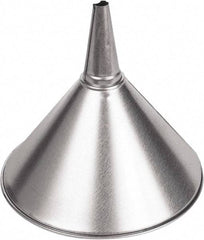 Funnel King - 2 Qt Capacity Galvanized Steel Funnel - 8-3/8" Mouth OD, 1/2" Tip OD, 3-1/8" Straight Spout, Silver - All Tool & Supply