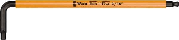 Wera - 3/16" Hex, Long Arm, Hex Key - 6-1/16" OAL, Cast Steel, Inch System of Measurement - All Tool & Supply