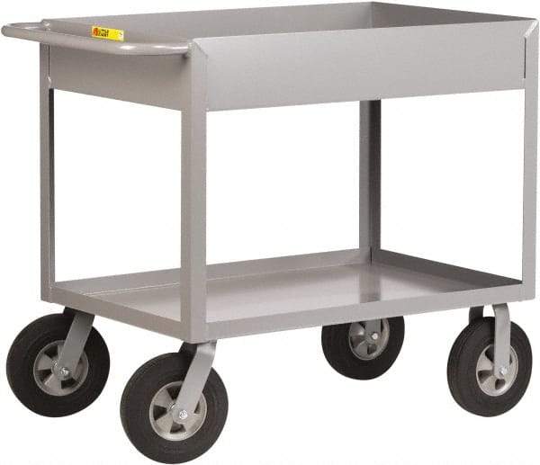 Little Giant - 1,200 Lb Capacity, 24" Wide x 54" Long x 36-1/2" High Deep Shelf Cart - 2 Shelf, Steel, 2 Rigid/2 Swivel Casters - All Tool & Supply