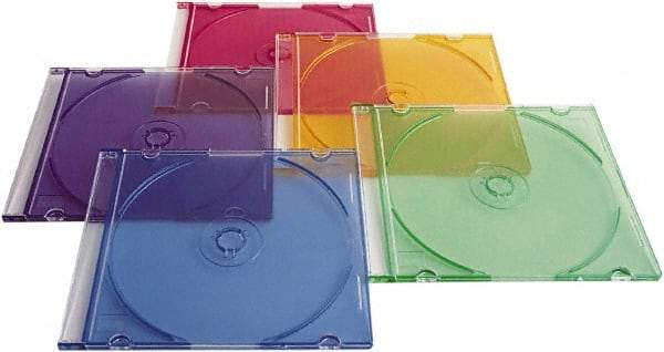 Verbatim - 1 Compartment, 4-7/8" Wide x 5-5/8" High x 1/4" Deep, CD/DVD Case - Polypropylene, Assorted Colors - All Tool & Supply