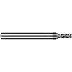 Corner Radius End Mill: 0.062″ Dia, 0.186″ LOC, 0.02″ Radius, 4 Flutes, Solid Carbide 1-1/2″ OAL, 1″ Shank Dia, Helix, CVD Coated, Corner Radius End, Centercutting