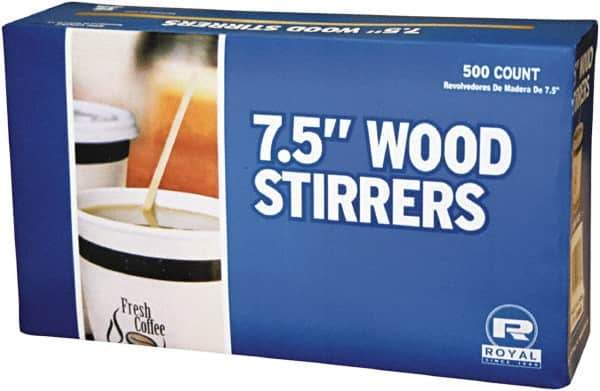 Royal Paper - Wood Coffee Stirrers, 7 1/2" Long, Woodgrain, 500 Stirrers/Box, 10 Boxes/Carton - All Tool & Supply