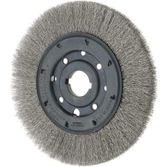 Osborn - 8" OD, 1-1/4" Arbor Hole, Crimped Stainless Steel Wheel Brush - 3/4" Face Width, 1-1/2" Trim Length, 0.01" Filament Diam, 4,500 RPM - All Tool & Supply