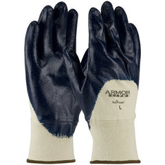 ‎56-3170/XS Coated Supported Gloves - ArmorLite - Interlock Liner - LW - Blue - Nitrile Palm Coat - KW - Exact Industrial Supply