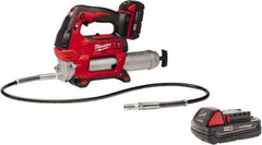 Milwaukee Tool - 10,000 Max psi, Flexible Battery-Operated Grease Gun - 14 oz Capacity, 31 Strokes per oz, Includes Grease Gun, Gauge Hose Assembly, Coupler, 30-Minute Charger, Carrying Case, (2)18 V Rechargeable Batteries & Extra 18V Li-Ion Battery - All Tool & Supply