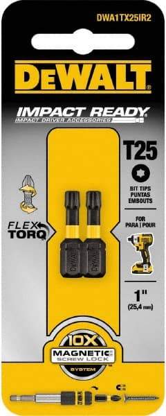 DeWALT - T25 Torx Bit - 1/4" Hex Drive, 1" OAL - All Tool & Supply