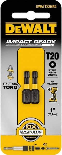 DeWALT - T20 Torx Bit - 1/4" Hex Drive, 1" OAL - All Tool & Supply