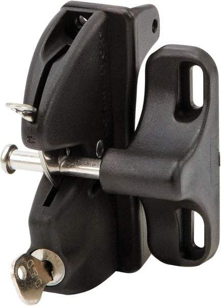 D&D Technologies - 2.830" Bar Latch Length, 3.54" High, Polymer Adjustable Gate Latch - Black Finish, 1.8" Bar Latch Projection, 7/16" Hole Diam - All Tool & Supply