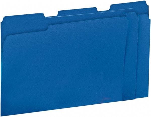 UNIVERSAL - 8-1/2 x 11", Letter Size, Blue, File Folders with Top Tab - 11 Point Stock, 1/3 Tab Cut Location - All Tool & Supply