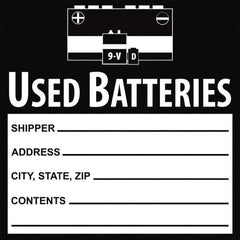 NMC - Battery Acid Label - Legend: Used Batteries Shipper___, Address___, City, State, Zip___, Contents___, English, Black, 6" Long x 6" High, Sign Muscle Finish - All Tool & Supply