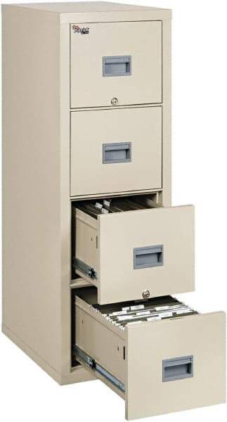 FireKing - 17-3/4" Wide x 52-3/4" High x 25" Deep, 4 Drawer Vertical File - Steel, Parchment - All Tool & Supply