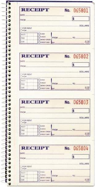 Adams Business Forms - 200 Sheet, 2-3/4 x 4-3/4", Receipt Book - All Tool & Supply