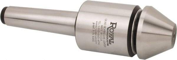 Royal Products - MT5 Morse Taper, 2.45" Head Diam Live Center - 5,000 Max RPM, 2.78" Head Length, 2-1/2" Point Diam, 1.58" Point Len, 1,905 Lb Max Workpc, Bull Nose Point - All Tool & Supply