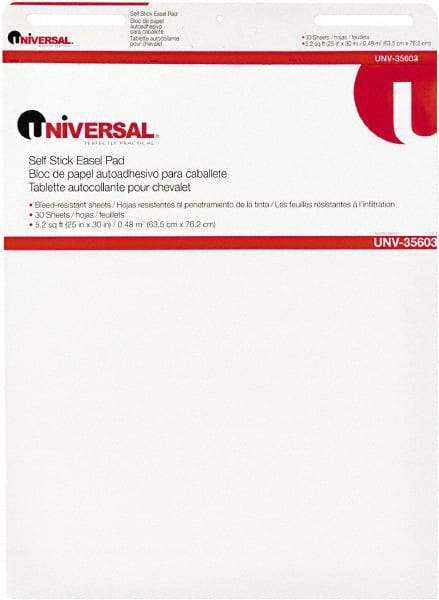 UNIVERSAL - 25 x 30 Inch Self Stick Easel Pad, White, 30 Sheets per Pad - For Use with Easel Stands - All Tool & Supply