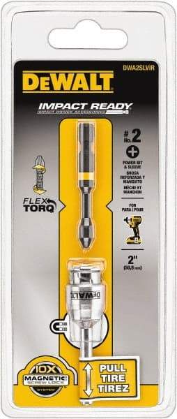 DeWALT - #2 Slotted/Finder Sleeve - 1/4" Hex Drive, 2" OAL, 1/4" Socket Nose Diam - All Tool & Supply