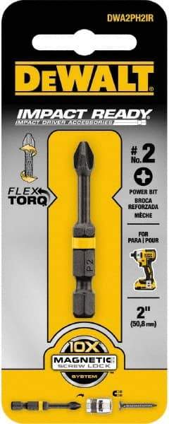 DeWALT - #2 Phillips Screwdriver Bit - 1/4" Hex Drive, 2" OAL - All Tool & Supply