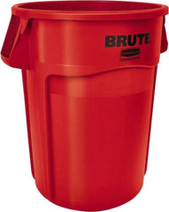 Rubbermaid - 32 Gal Red Round Trash Can - Polyethylene, 27.77" High - All Tool & Supply