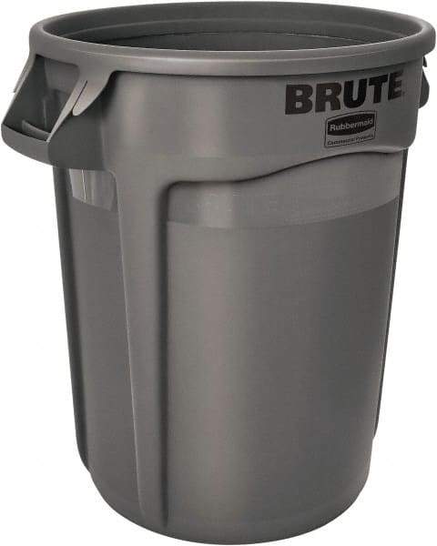 Rubbermaid - 20 Gal Gray Round Trash Can - Polyethylene, 22.91" High - All Tool & Supply