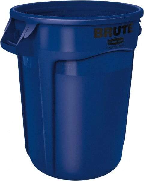 Rubbermaid - 32 Gal Blue Round Trash Can - Polyethylene, 27.77" High - All Tool & Supply