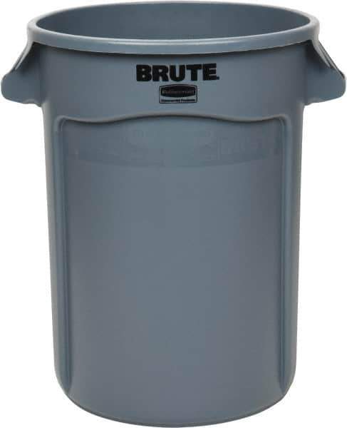 Rubbermaid - 32 Gal Gray Round Trash Can - Polyethylene, 27.77" High - All Tool & Supply