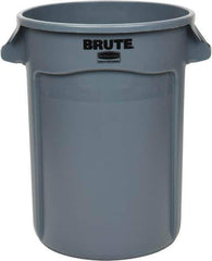 Rubbermaid - 32 Gal Gray Round Trash Can - Polyethylene, 27.77" High - All Tool & Supply