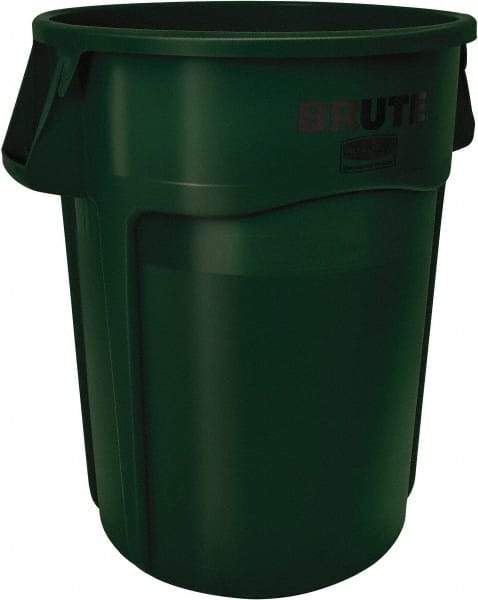 Rubbermaid - 55 Gal Green Round Trash Can - Polyethylene, None Graphic, 33.2" High, Lid Not Included - All Tool & Supply