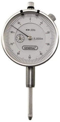 General - 0-100 Dial Reading, 0.001" Graduation Dial Drop Indicator - 2-1/4" Dial, 0.1" Range per Revolution, Revolution Counter - All Tool & Supply