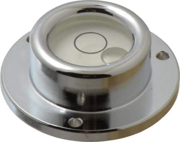 Geier & Bluhm, Inc. - 1-3/4 Inch Base Diameter x 0.63 Inch Overall Height, 1 Circle, Brass Bull's Eye Circular Level - 0.315 Inch Vial Diameter, 13/16 Inch Inner Diameter, 0.12 Inch Mounting Hole Diameter, 0.1 Inch Sensitivity, -40 to 160°F - All Tool & Supply