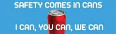 NMC - Safety Comes in Cans - I Can, You Can, We Can, 60 Inch Long x 36 Inch High, Safety Banner - Polyethylene, English, Printed on 1 Side - All Tool & Supply