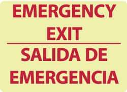 NMC - Emergency Exit, Plastic Exit Sign - 14" Wide x 10" High, English/Spanish, Glow-in-the-Dark - All Tool & Supply