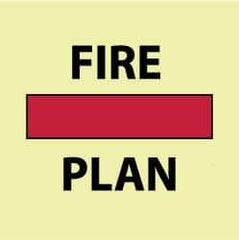 NMC - "Fire Plan", 6" Long x 6" Wide, Rigid Plastic Safety Sign - Square, 0.05" Thick, Use for Marine Application - All Tool & Supply